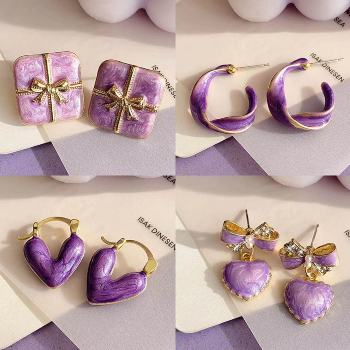 Super Fairy Taro Purple High-End Temperament Earrings