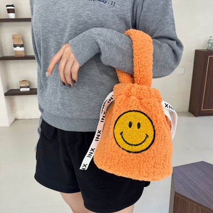Plush Crossbody Bucket Bag