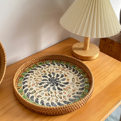Light Luxury Tray Natural Round Household Shell Tray