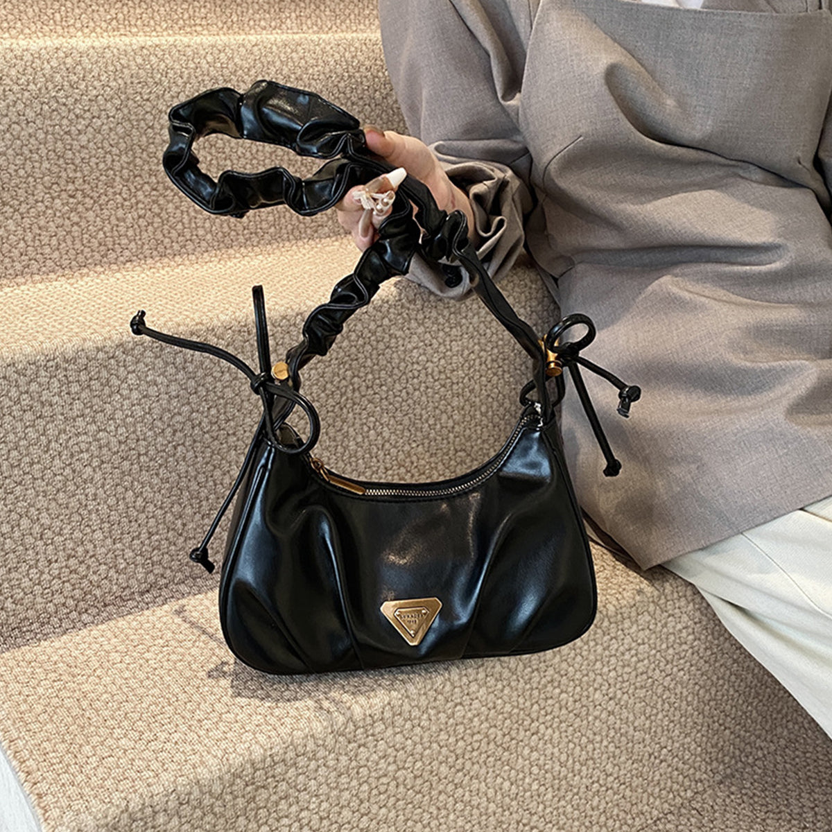Pleated underarm shoulder crossbody bag