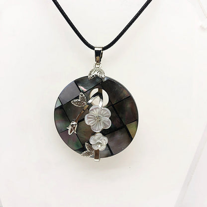 Shell Flower Necklace Tree of Life Braided Pendant