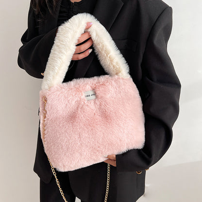 Autumn Winter Crossbody Plush Bucket Bag