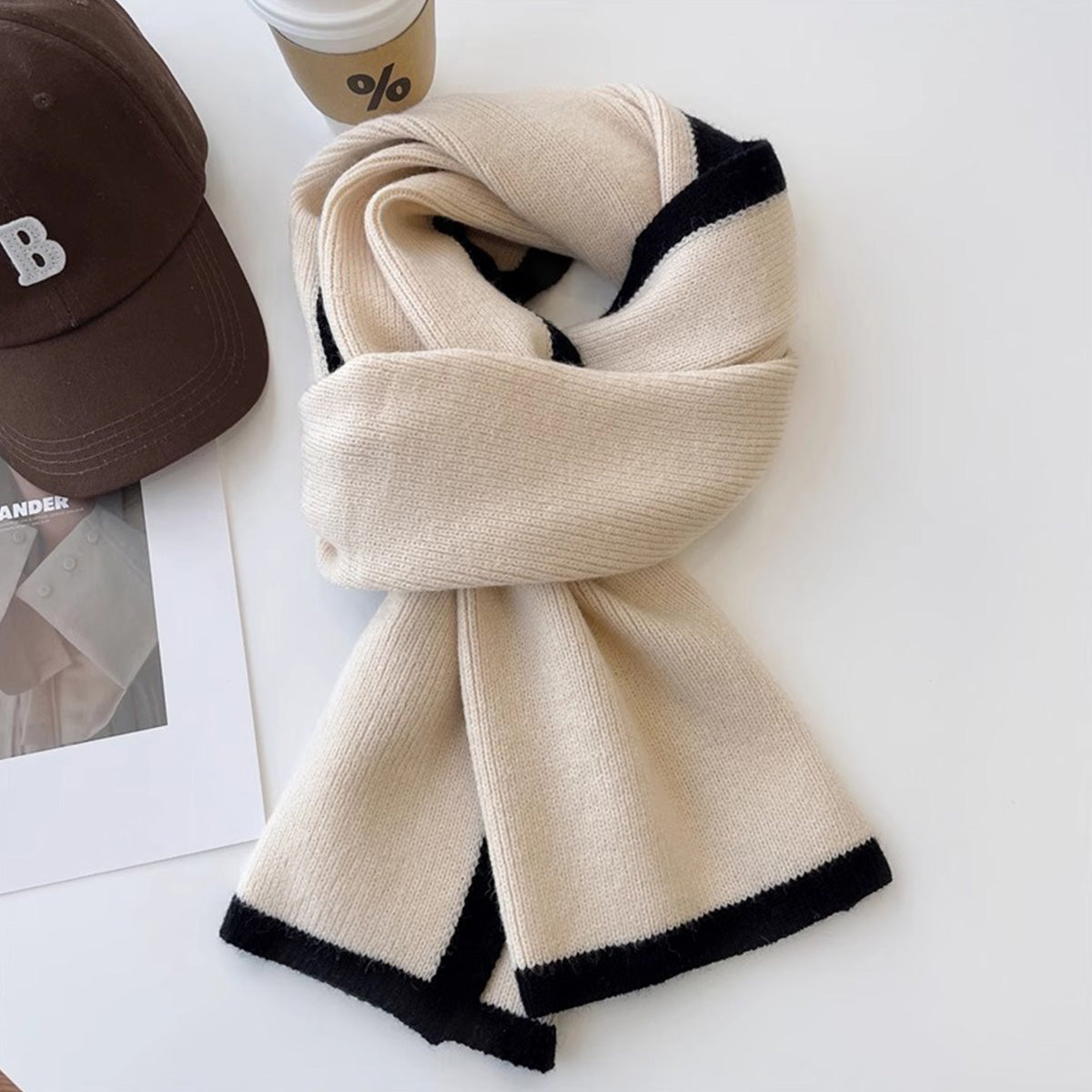 Scarf for Women Black Luxury Knitted Scarf