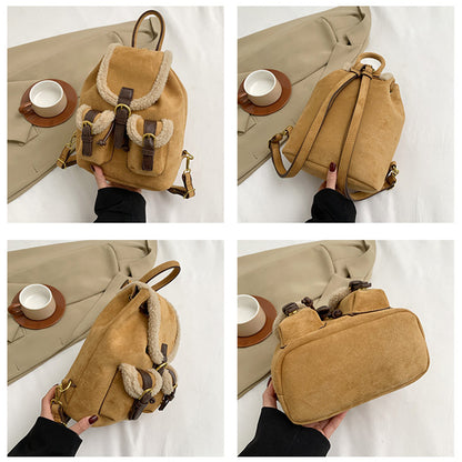 Retro Suede Drawstring Backpack