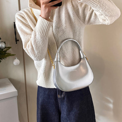 Burgundy Patent Leather  Handbag U-shaped Dumpling Bag