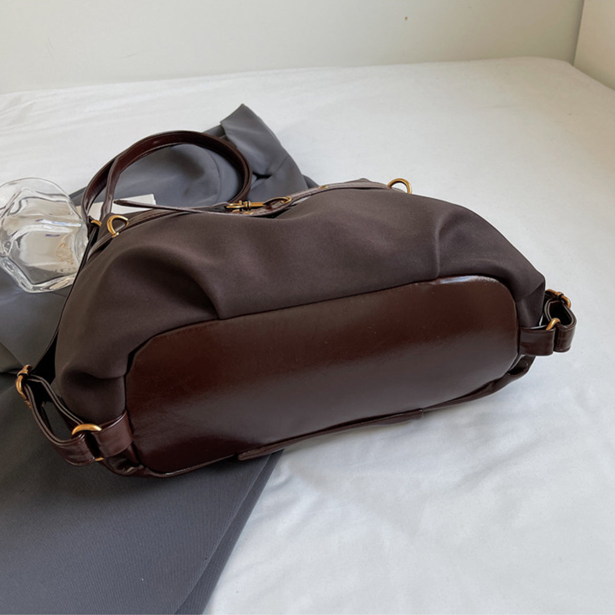 Retro Simple Patchwork Handbag Crossbody Backpack