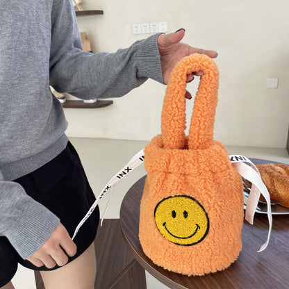 Plush Crossbody Bucket Bag