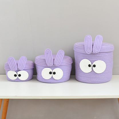 Purple Big Eye Cotton Rope Woven Storage Basket