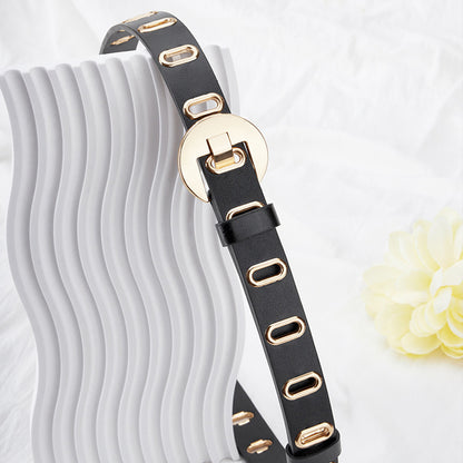 Multi-hole Round Buckle Steam Eyelet Jeans Belt