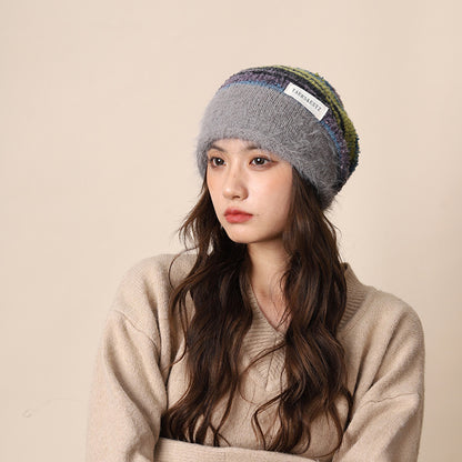 Gradient Plush Knitted Hat for Women