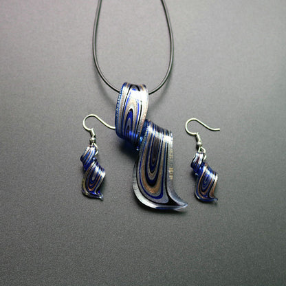 Chinese Style Handmade Spiral Knife Multi-Color Earrings Necklace Set
