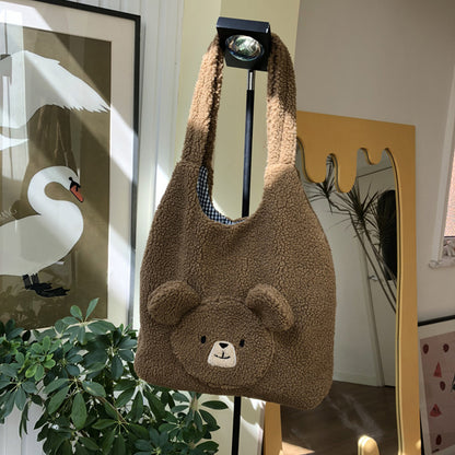 Cute Round-faced Bear Plush Shopping Bag