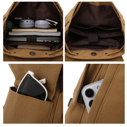 Simple Solid Color Backpack Retro Canvas Backpack