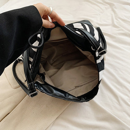 Students Striped Backpack Tote Bag Women's Bag