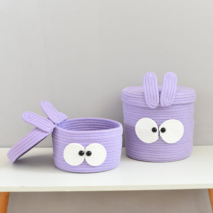 Purple Big Eye Cotton Rope Woven Storage Basket