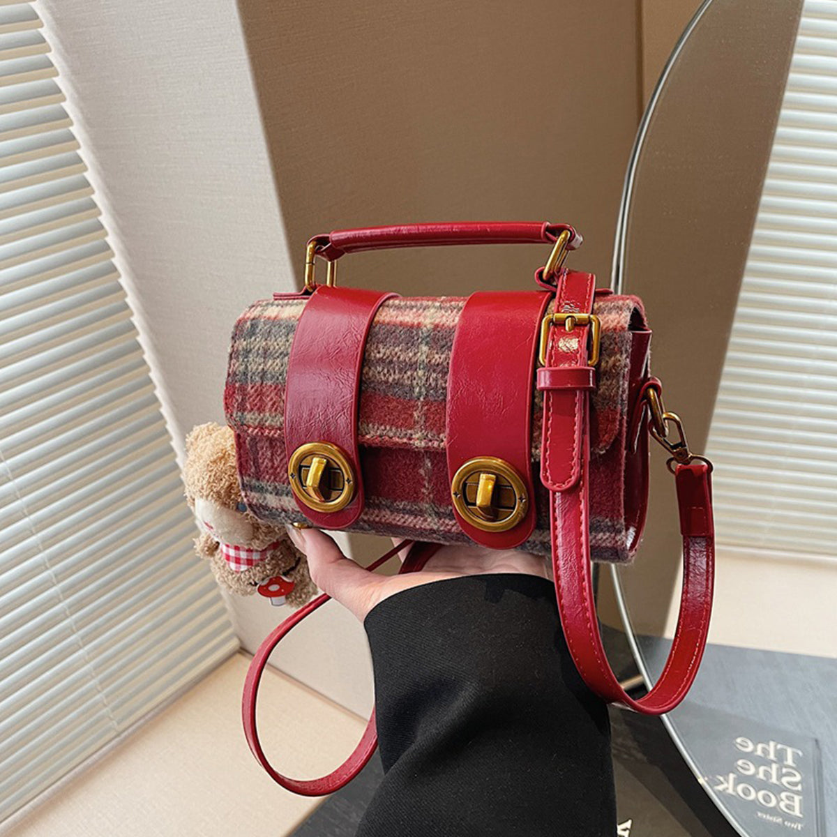 Red Berry Handbag for Women Shoulder Crossbody Small Bag