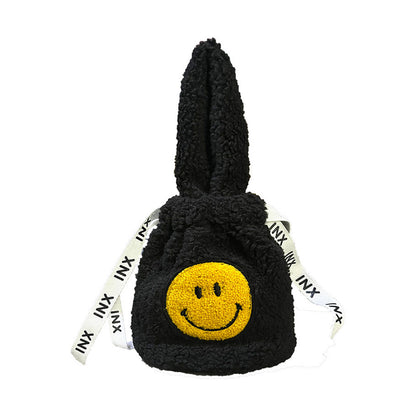 Plush Crossbody Bucket Bag