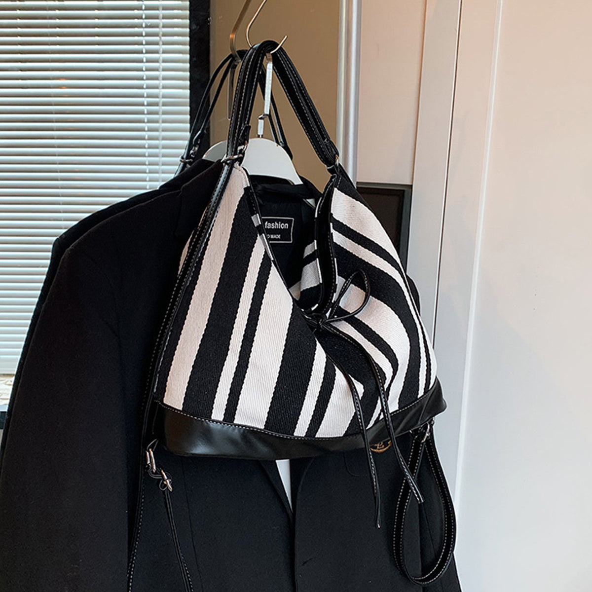 Students Striped Backpack Tote Bag Women's Bag