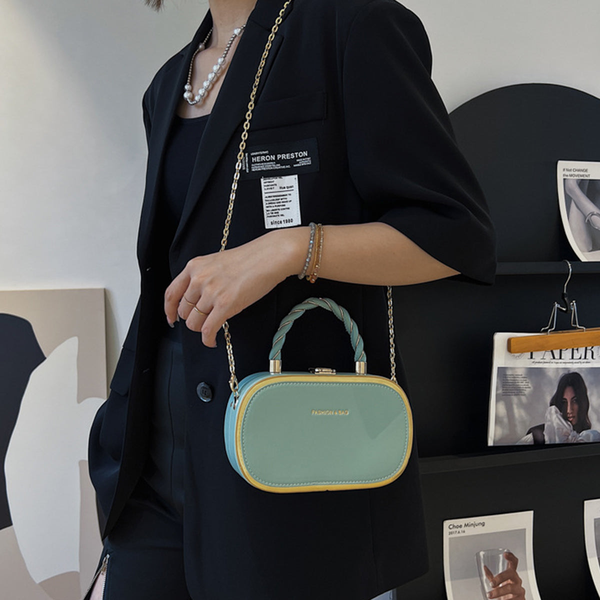 Chain Box Bag Candy Color Crossbody Commuter Bag
