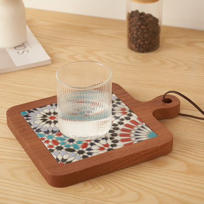 Solid Wood Retro Tile Placemat, Teat Insulation Placemat