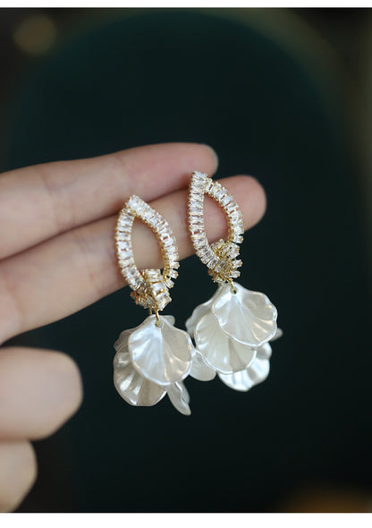 S925 Silver Needle Unique Large Flower Earrings