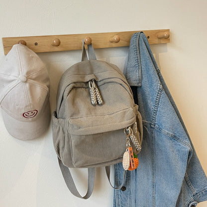 Winter Corduroy Small Backpack Women Casual Backpack