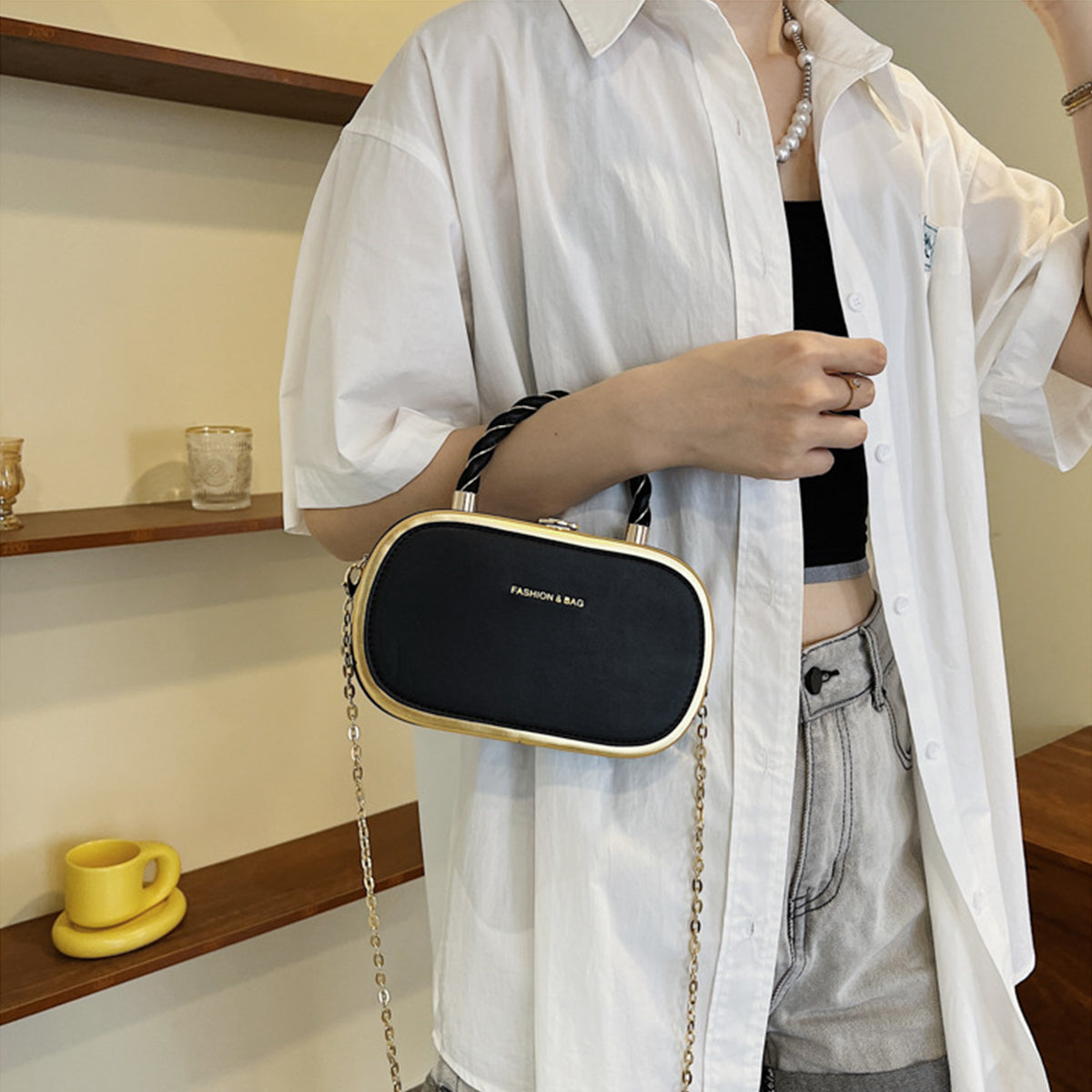 Chain Box Bag Candy Color Crossbody Commuter Bag