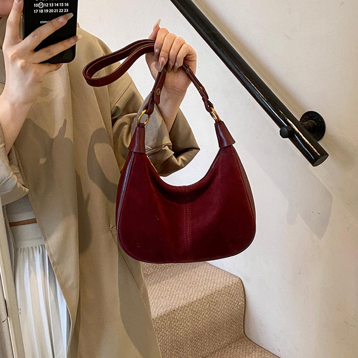 Maillard Retro Frosted One-shoulder Underarm Dumpling Bag