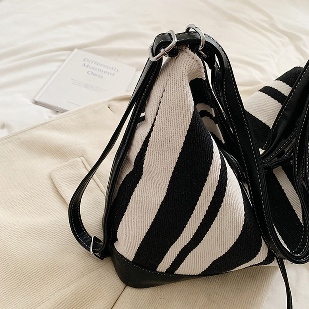 Students Striped Backpack Tote Bag Women's Bag