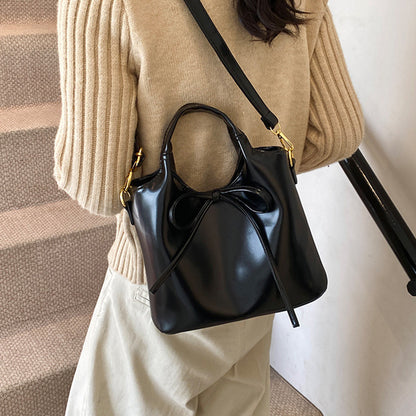 Ballet Style Handbag Bow Bucket Bag