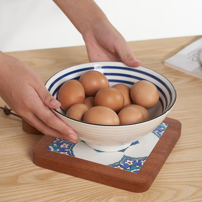 Solid Wood Retro Tile Placemat, Teat Insulation Placemat