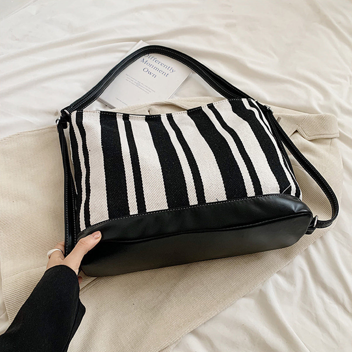 Students Striped Backpack Tote Bag Women's Bag