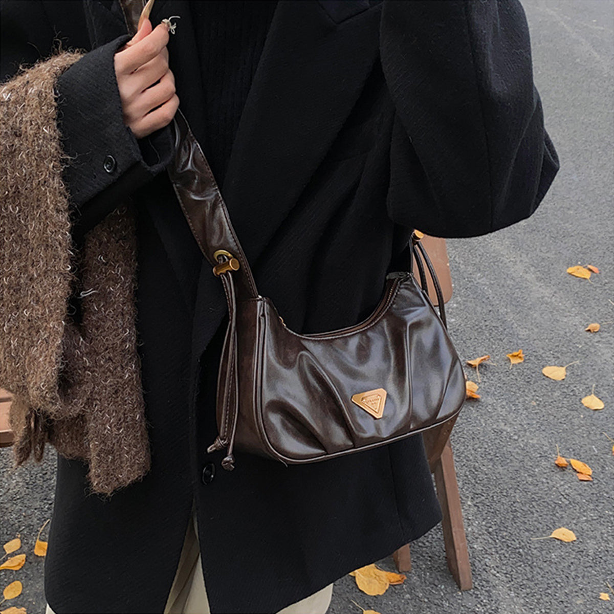 Pleated underarm shoulder crossbody bag