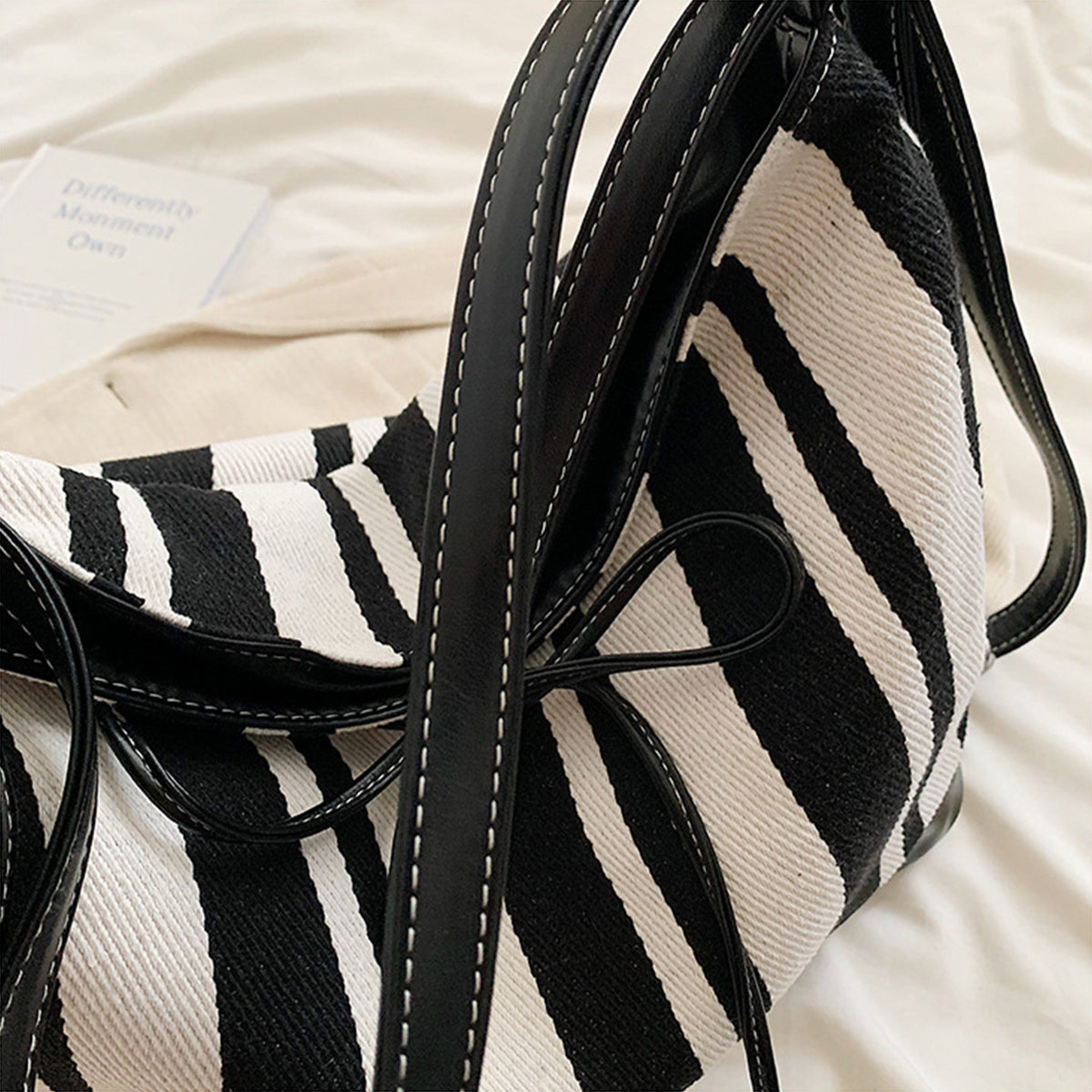 Students Striped Backpack Tote Bag Women's Bag