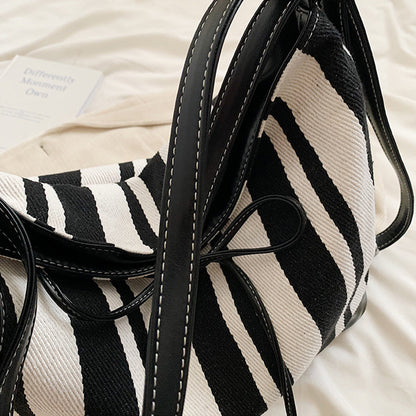 Students Striped Backpack Tote Bag Women's Bag