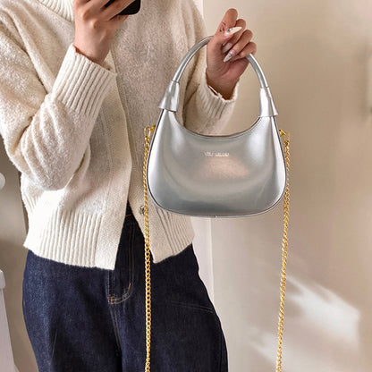 Burgundy Patent Leather  Handbag U-shaped Dumpling Bag