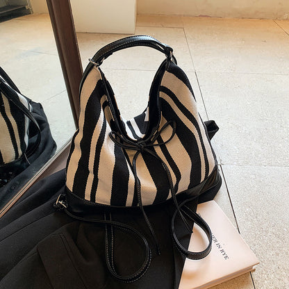 Students Striped Backpack Tote Bag Women's Bag