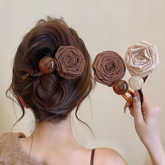 Dried Rose Round Bead Hairpin Hair Accessories