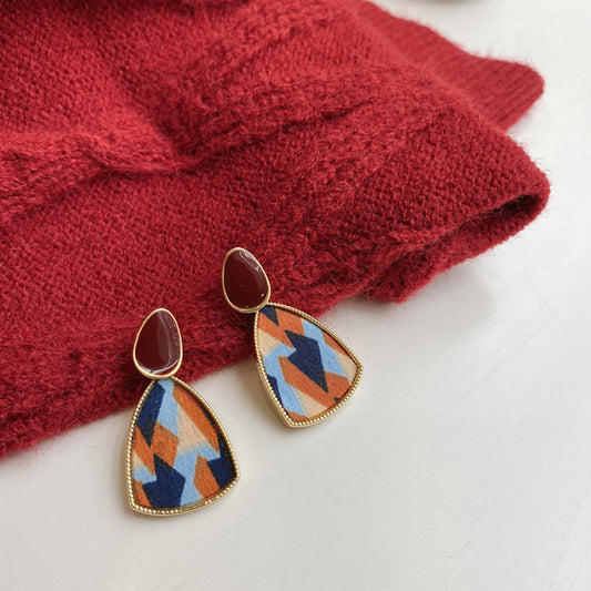New Silver Needle Earrings Triangular Ethnic Earrings
