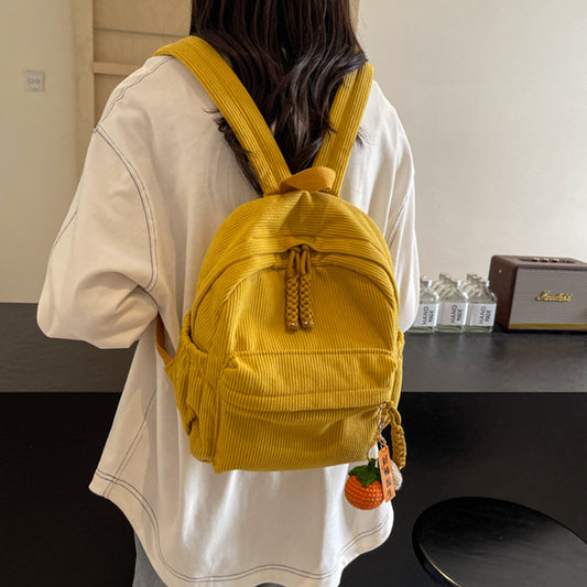 Winter Corduroy Small Backpack Women Casual Backpack