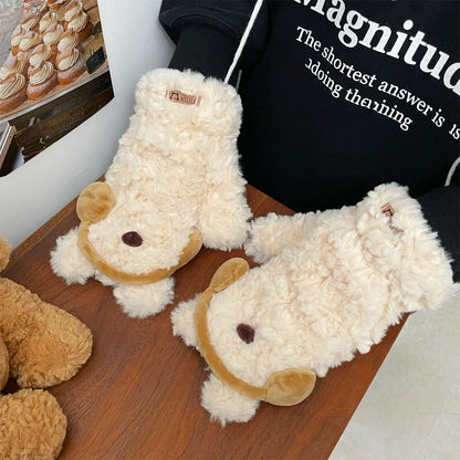 Cute Earphones Bear Plush Mittens