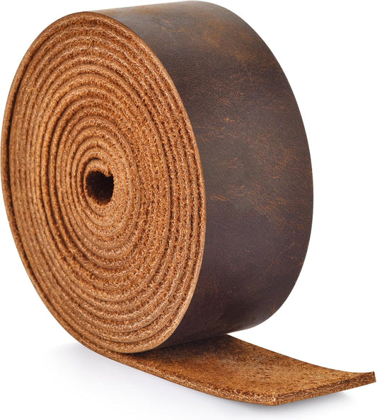 LAPOLAR Leather Strap 1 Inches Wide Flat Leather Strips, Genuine Full Grain Cowhide Oil Tan Leather Strip for DIY Craft Projects, Tooling, Belt, Garden Tools (2.2mm Thick_72 Inches Lengths_DK Brown)