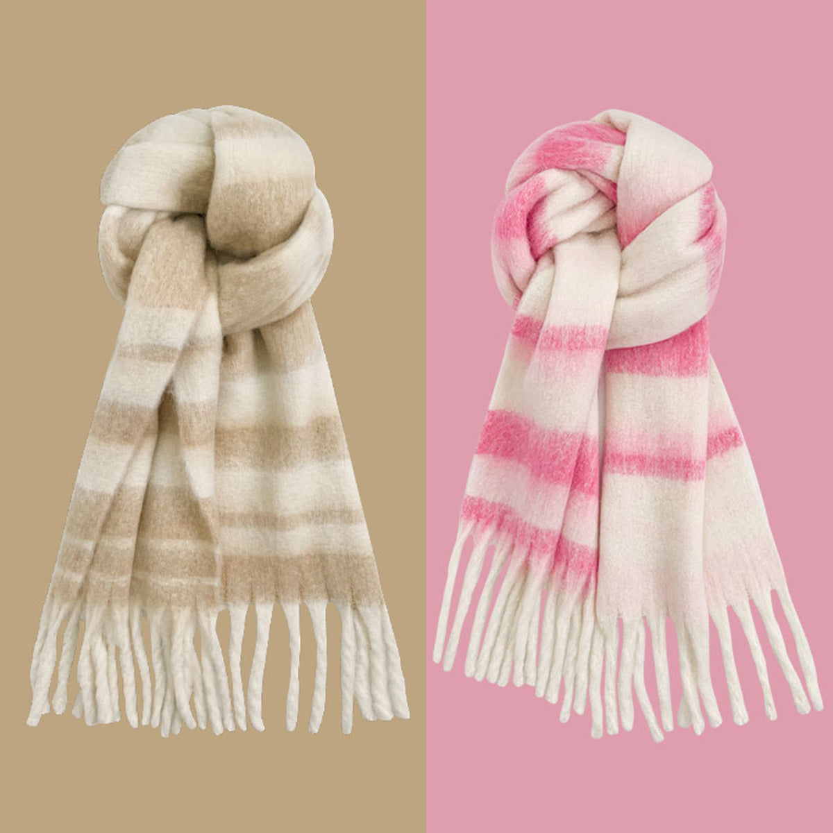 Rainbow Striped Scarf for Women Winter Scarf