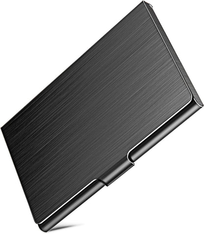 LAPOLAR Slim Business Card Case for Men & Women, Pocket Metal Case, Professional Stainless Steel Business Card Holders, Purse Name Card Holder, Buckle Style Shut, Black