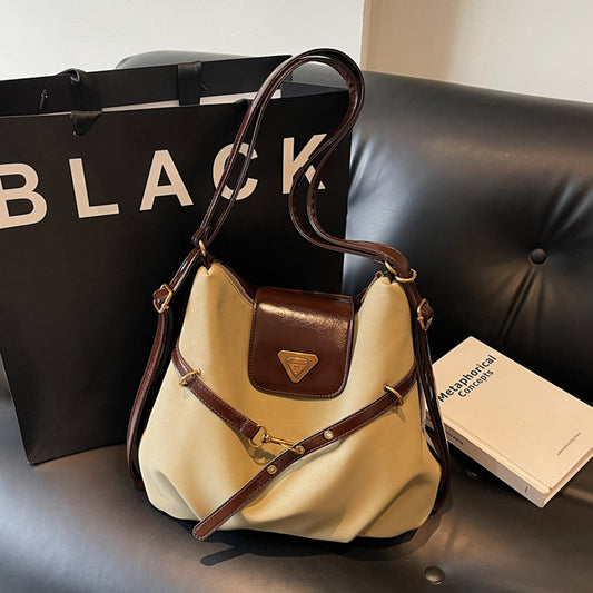 Retro Simple Patchwork Handbag Crossbody Backpack