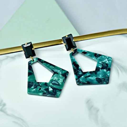 Fashion Retro Green Acrylic Diamond Earrings