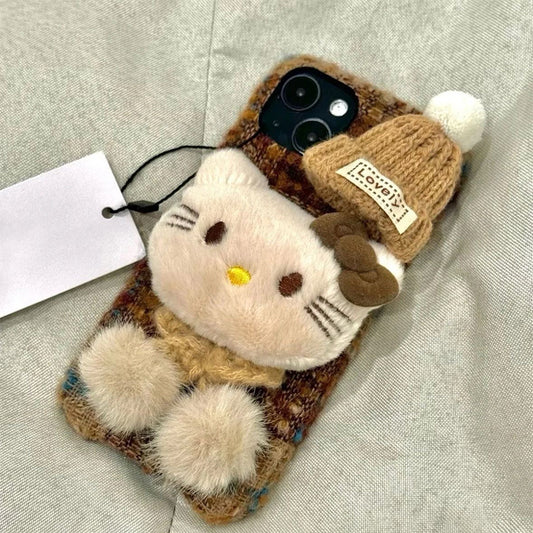 Plush KT Cat iPhone 16 Pro Max Phone Case