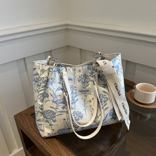 Printed Underarm Canvas Tote Shoulder Bag