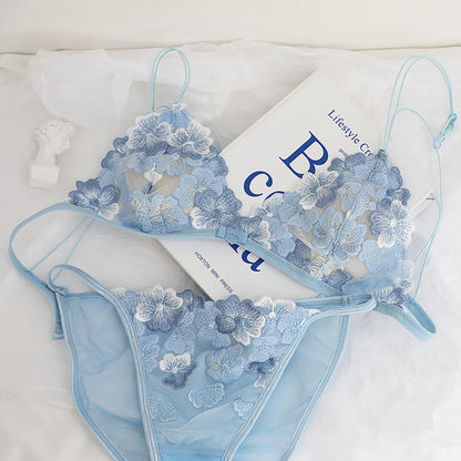 French Heavy Embroidery Lace Hollowed-Out Bra