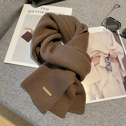 New Knitted Solid Color Small Scarf Thickened Scarf